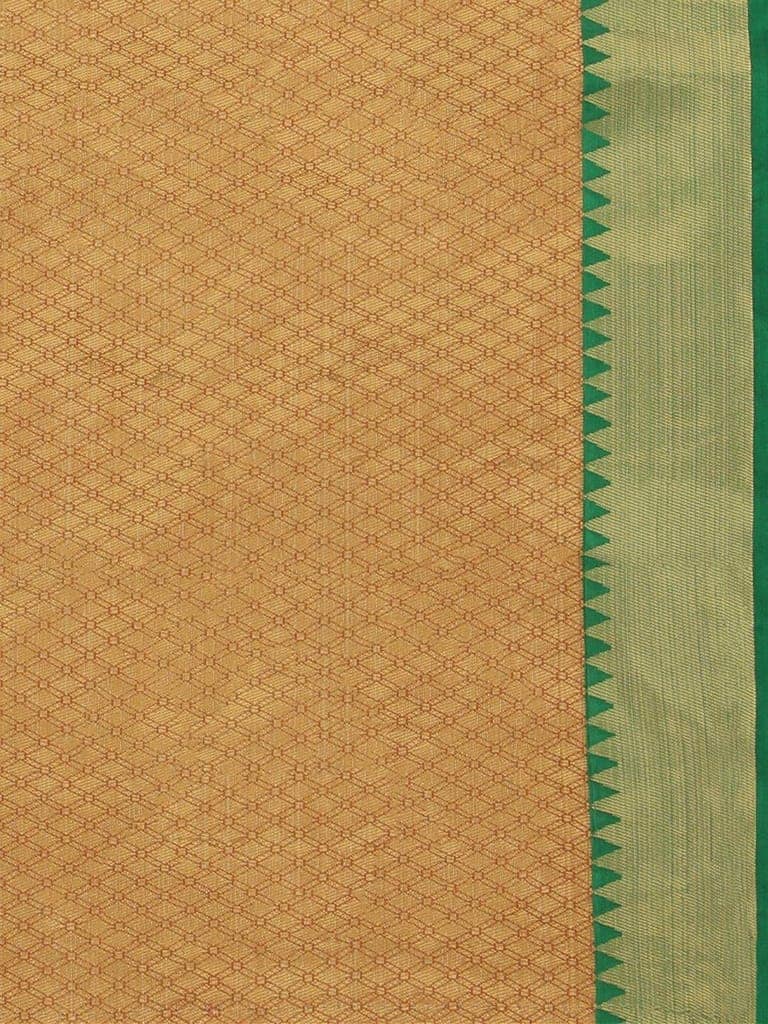 Orange-Gold Toned Woven Design Saree view 5