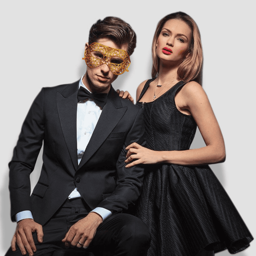 Masquerade Men Mask Golden view 6