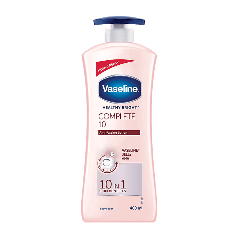 Vaseline Healthy Bright Complete 10 Anti-Ageing Body Lotion - 10 In 1 Skin Benefits + Vaseline Jelly, Aha, Non-Greasy, 400 Ml view 2