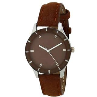 HRV CutGlass Brown Leather Women Watch BY HRV