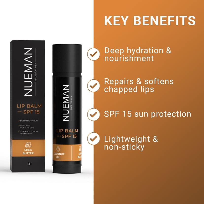 NUEMAN Charcoal Brightening Face Wash (100ml) + Lip Balm with SPF 15 (5g) | Skincare Combo for Men | With Activated Charcoal, 2% Salicylic Acid, Niacinamide, Shea & Cocoa Butter | Acne & Lip Care view 3