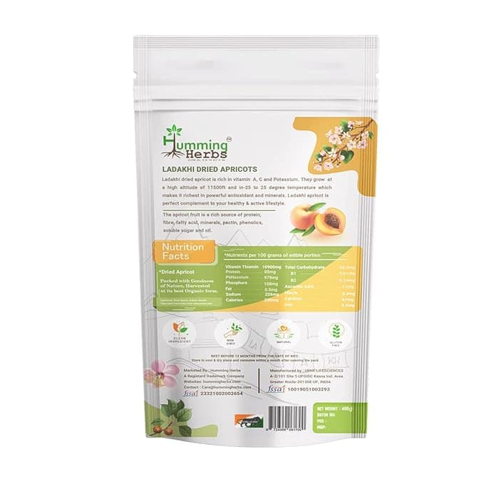 Humming Herbs Ladakhi Natural Sun Dried Apricot/Khumani, 400 gm view 2