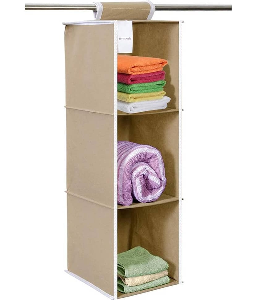 PrettyKrafts Hanging 3 Shelves Wardrobe Organiser