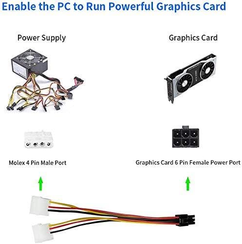 PCI Express 6 Pin to Dual 4 Pin Molex LP4 Power Cable Adapter Video Graphics Card Power Cable view 6