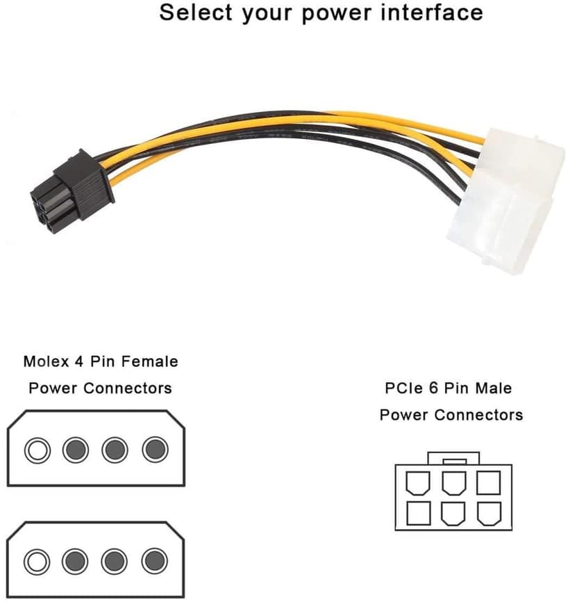PCI Express 6 Pin to Dual 4 Pin Molex LP4 Power Cable Adapter Video Graphics Card Power Cable view 7