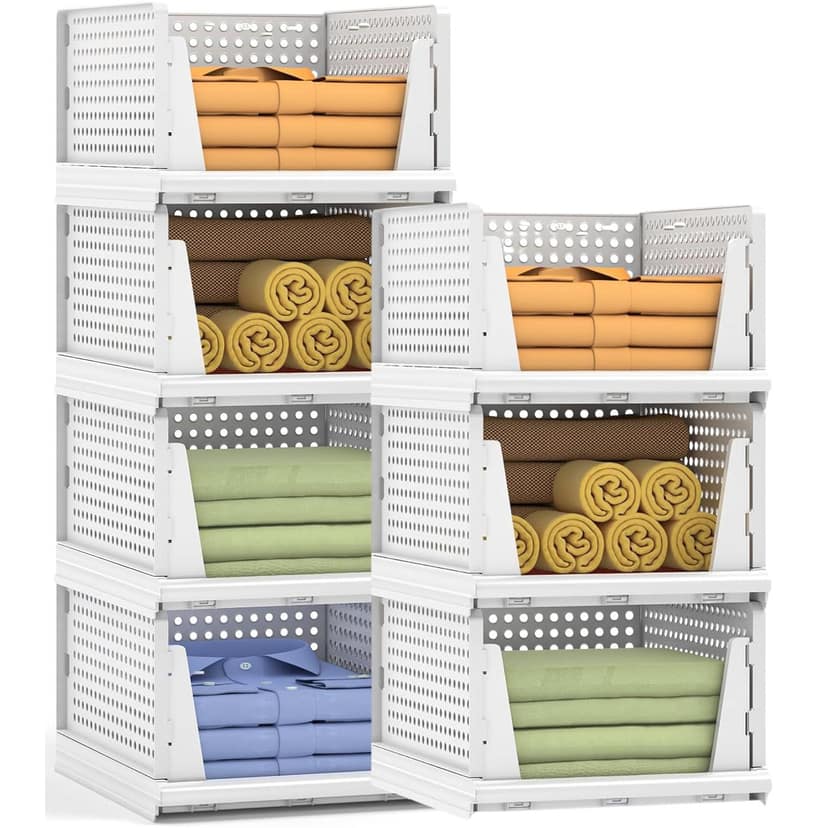 Panchhi Store Wardrobe Organizer for Clothes Cupboard Organizer for Clothes Foldable and Stackable Clothes Organiser for Wardrobe Plastic Shelf Organizer for Shirt T shirt Jeans White