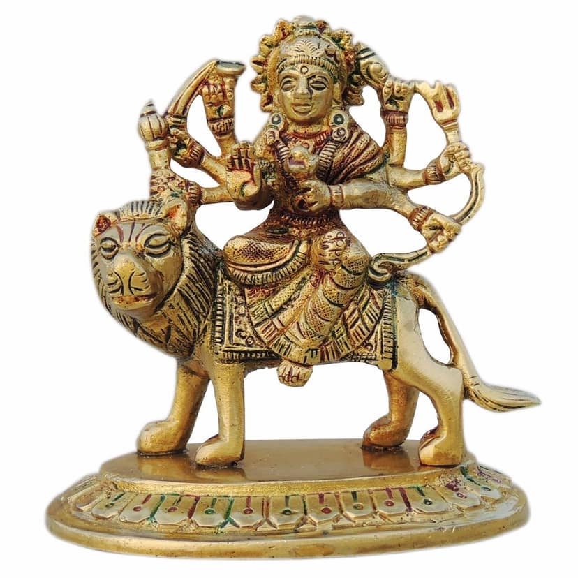 Brass Durga Ji Idol - Traditional Puja Room Decorative Statue, Height : 4 Inch (BSMAS937 O) view 2