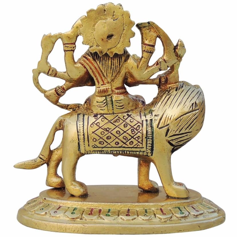 Brass Durga Ji Idol - Traditional Puja Room Decorative Statue, Height : 4 Inch (BSMAS937 O) view 3