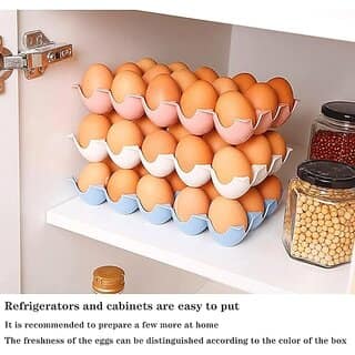 15 Eggs Storage Holder with Lid Modern Multicolor BPA-Free Refrigerator Egg Rack, 24.3 x 14.5 x 4 cm