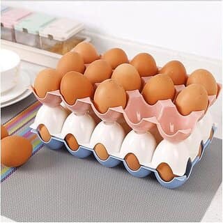 15 Eggs Storage Holder with Lid Modern Multicolor BPA-Free Refrigerator Egg Rack, 24.3 x 14.5 x 4 cm view 2
