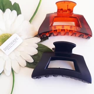 BIRDWARE big size hair clips for women claws for girls Imported Rubber Acrylic Material Stone Butterfly hair clip for women | hair clutchers (Pack of 2) (Black, Shell - Rec. Shape) BIRDWARE big size hair clips for women claws for girls Imported Rubber Ac