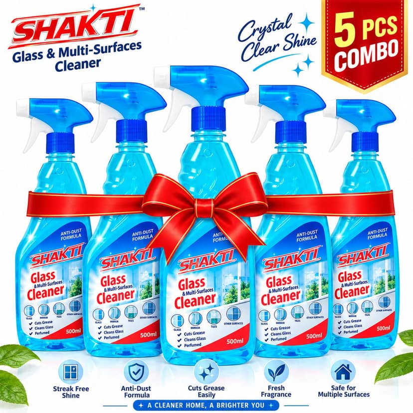SHAKTI Glass & Multi Surface Cleaner 500 Ml - 5 Pcs Combo view 5