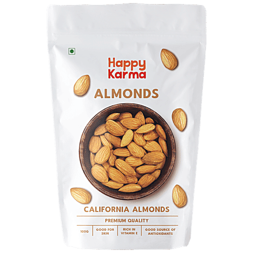 Happy Karma California Almonds - Premium Quality, Rich In Vitamin E & Antioxidants, 100 g