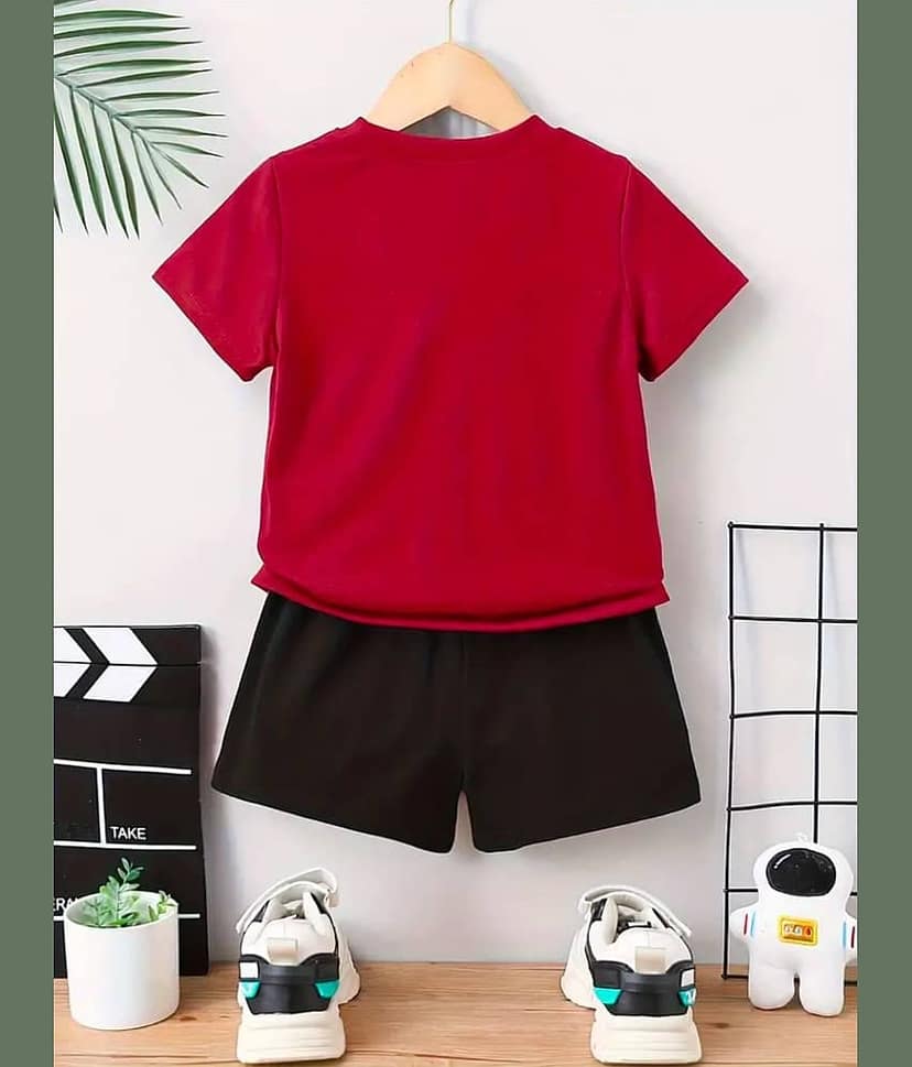 MUSNAH GARMENTS Pack of 1 Baby Boys Cotton T-Shirt & Shorts Set ( Black ) view 2
