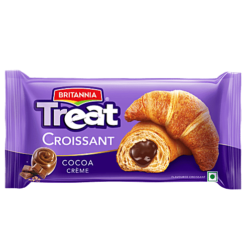 Britannia Treat Croissant - Cocoa Creme Filling, 100% Veg, Soft, 6x45 g Multipack