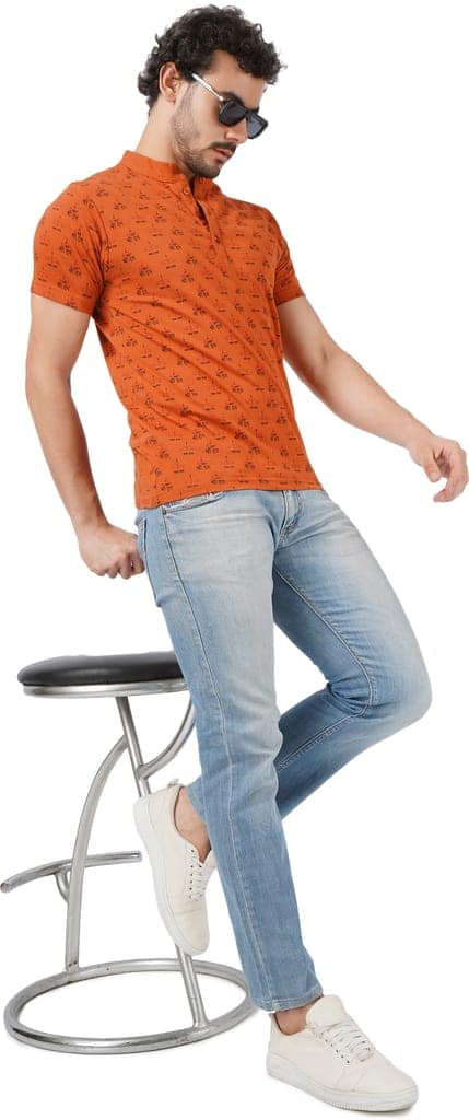 BLUEFICUS Men's Jai Shree Ram Printed Cotton Round Neck Half Sleeves T-Shirt (Rust) view 7
