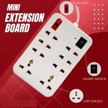 V3Deals Extension Board 6 Socket 2 Pin & 2 Socket 3 Pin 230 CM Long Wire with Master Switch | Multipurpose use Office & Home Appliances view 4