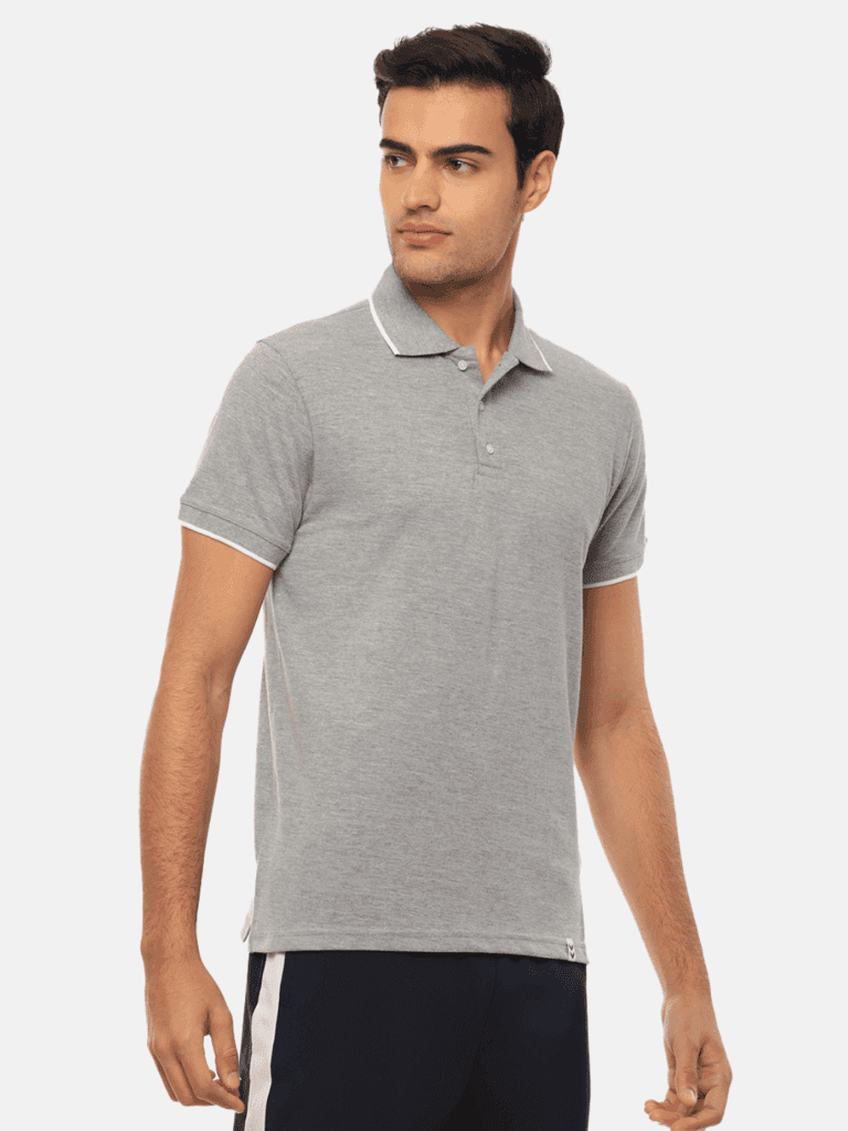 Hummel Men Grey B2B Polo Cotton Tipping view 2