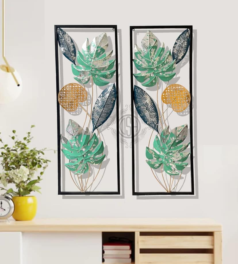 Metal Wall Art Wall Sculpture Wall Decor Set Of-2 Multicolour Perfect For Living Room Bedroom Home Hotel. view 2