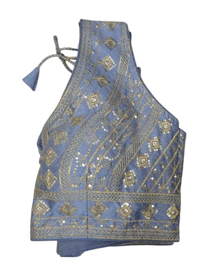Women's Embroidered V-Neck Sleeveless Blouse Crop Top view 2