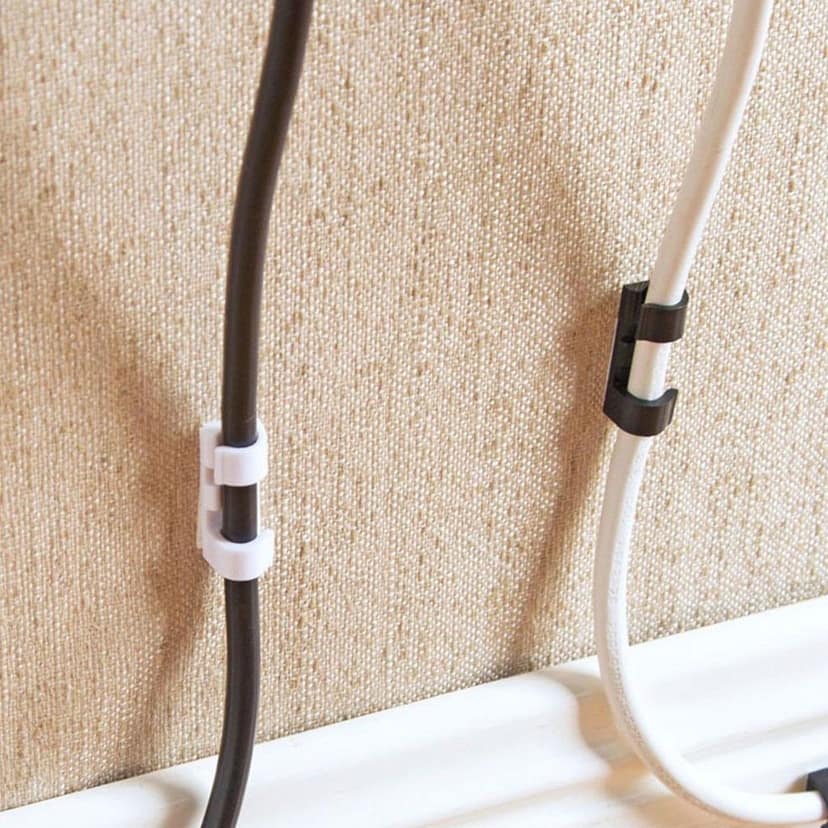 Self Adhesive Cable Clips Wire Manage Holder Sticky Mount-Round Plastic Cable Cord - Pack of 20 view 3