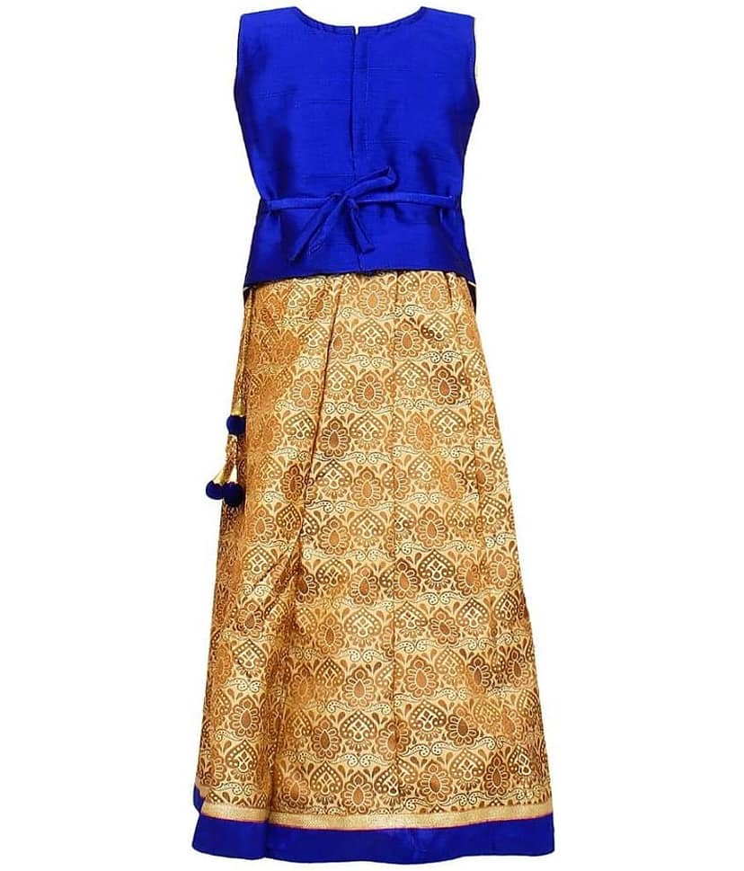 Arshia Fashions Jacquard Lehenga & Crop Top For Girls ( Pack of 1 , Blue ) view 2