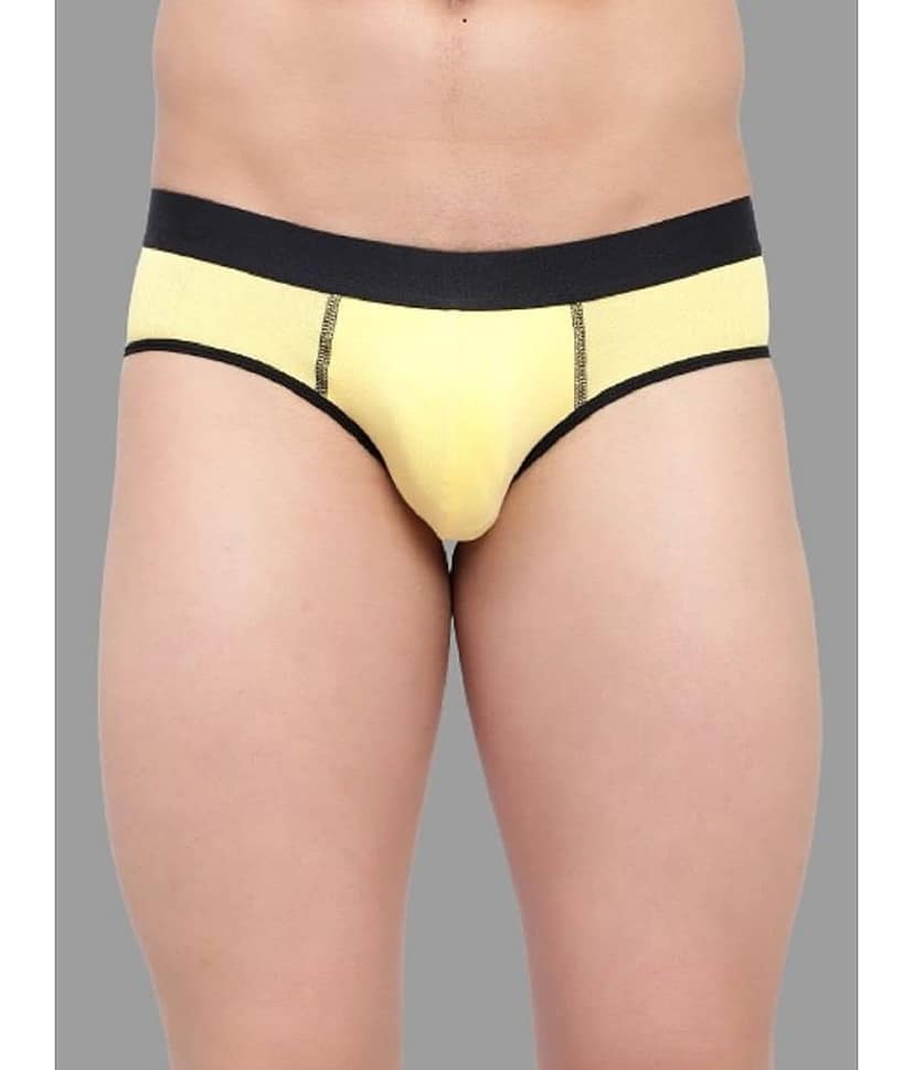 Bruchi Club Pack of 1 Cotton Briefs For Men's ( Yellow )