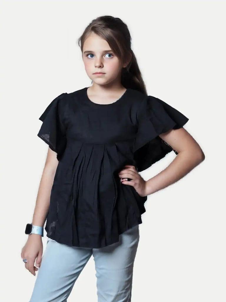 Teen Girls Black Solid Blouse view 3