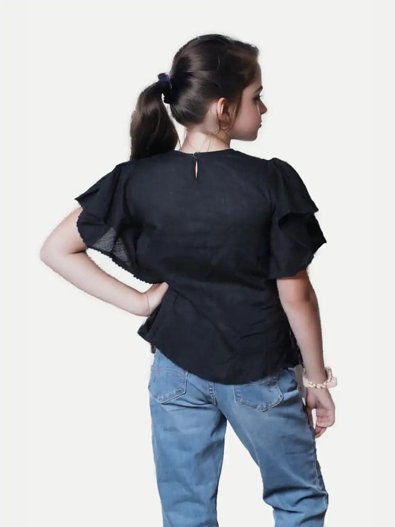 Teen Girls Black Solid Blouse view 4