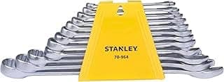 STANLEY 70-964E 12-Piece Combination Spanner Set With Maxi-Drive System, 6mm to 22mm, Chrome-Vanadium Steel, Anti-Slip Design on Open End, Anti-Rust, Matt Finish, Silver