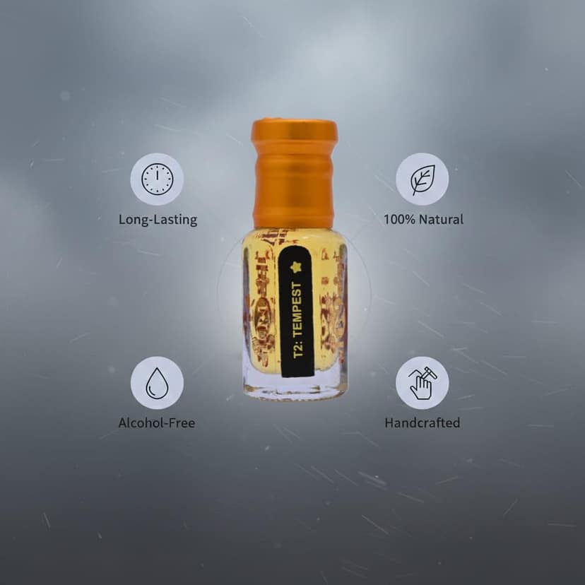 alnaqi fragrances Tempest Attar Perfume Oil Unisex | Alcohol-Free Arabian Attar with Fresh Spicy, Woody & Aromatic Notes | Long-Lasting Roll-On Concentrated Perfume Oil view 4