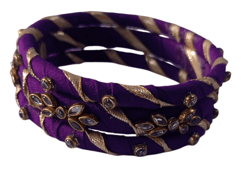 Purple Silk Thread Bangle Set with Kundan Stones Online at Best Price in India view 2