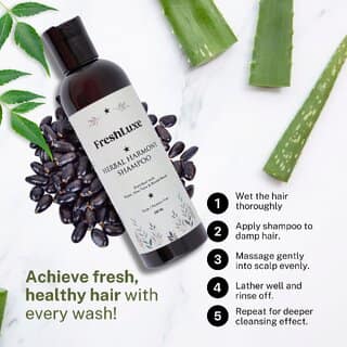 FreshLuxe Herbal Harmony Shampoo, Aloe Vera, Neem Sitafal Seeds, Unisex, 200ml view 2