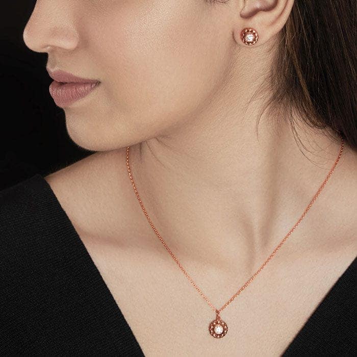 Rose Gold Wheel Of Heart Pendant Set (5 in 1 Crystal) view 2