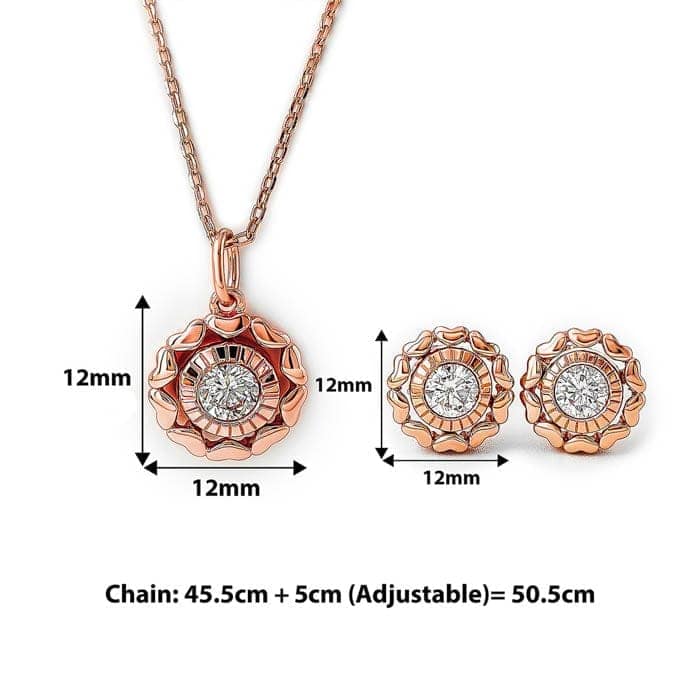 Rose Gold Wheel Of Heart Pendant Set (5 in 1 Crystal) view 5