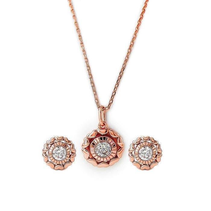 Rose Gold Wheel Of Heart Pendant Set (5 in 1 Crystal) view 7