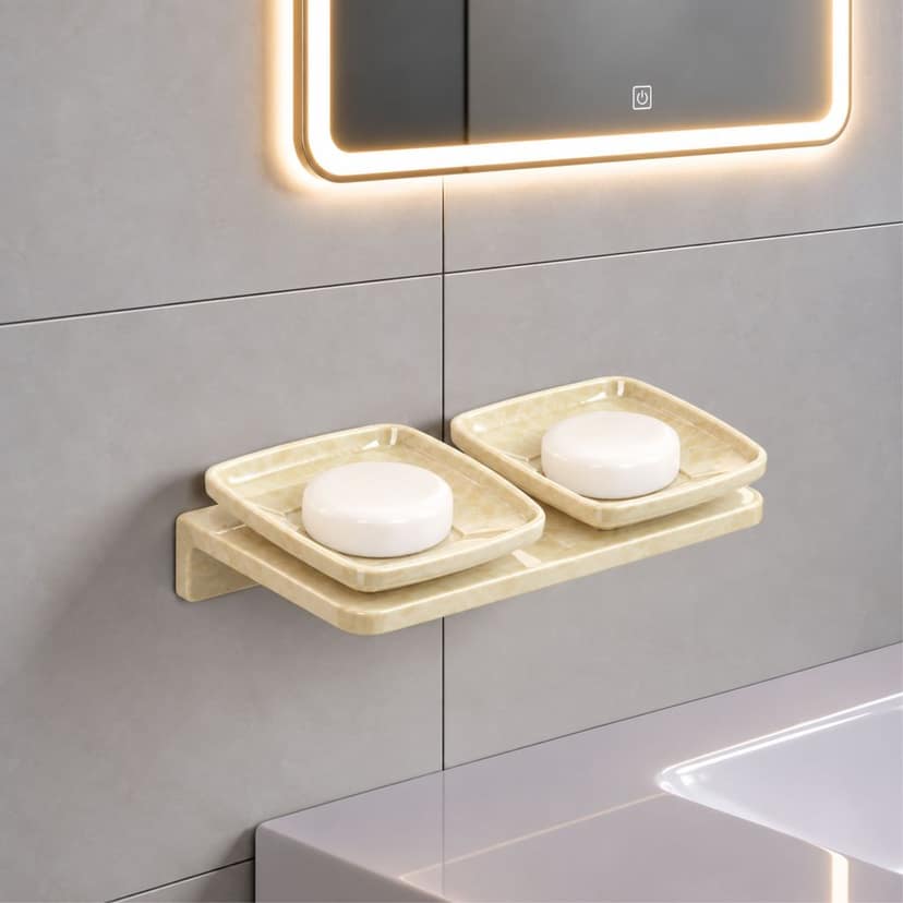 Ivory Double Soap Dish Unbreakable Abs Rectangular Ceramic Finish (RM-116) view 7