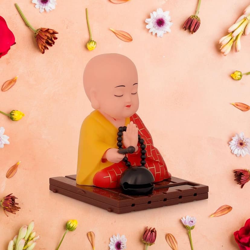 Solar Buddha Statue – Moving Head & Hand Decor view 3