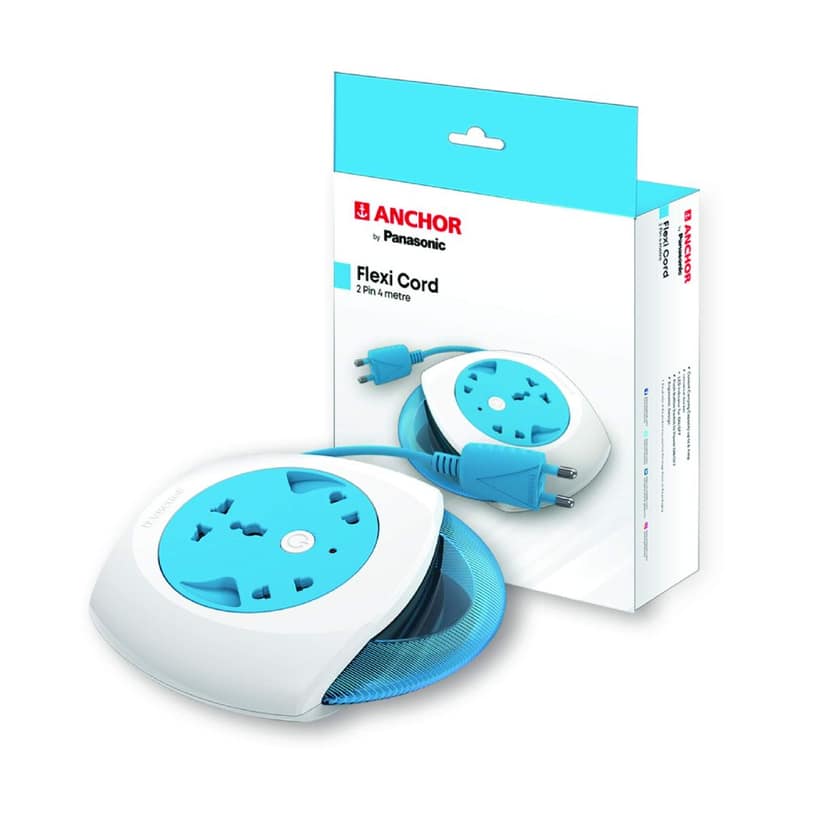 Anchor by Panasonic 5224 6A Flexi Cord 2 Pin 4 Mtr Universal Socket With Indicator (Blue & White) view 3