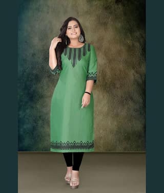 Hetsa Women Rayon Printed A-line Kurti ( Green )