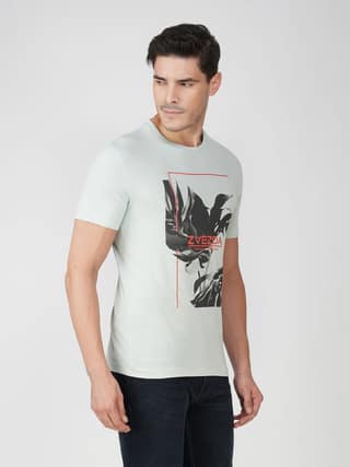 Men’s Stylish Graphic Cotton T-Shirt Europe Fit-Blue