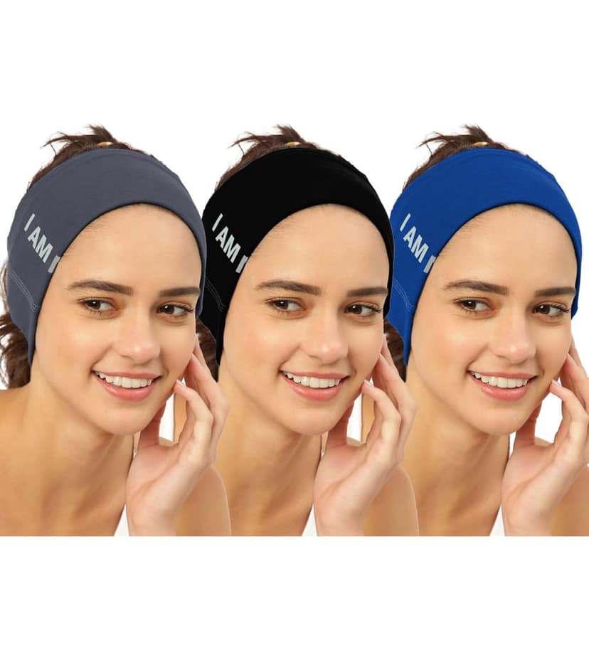 FREECULTR Unisex Bamboo Bandana, Anti Microbial Super Soft & Comfort Fit, Breathable Multipurpose Headband, Face Mask for Dust Protection and Sun - Size Printed Pack of 3-Black, Charcoal, Pilot Blue
