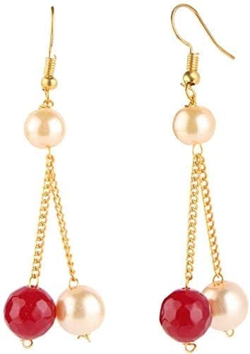 AV Fashion India - Semi Precious Gemstone Onyx Beads With Metal Ball 16 Inch Necklace Single Layer Beaded with Earring Pink Mala For Girl and Women Fashion Jewellery view 2