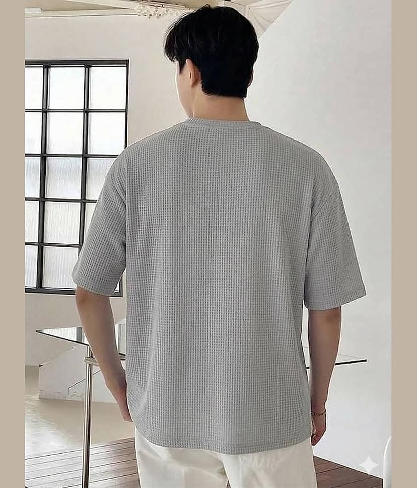 RodZen Men Cotton Blend Oversized Fit Solid T-Shirt ( Multicolor ) view 2