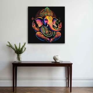 GANESHA MULTICOLOR PAINTING 24in x 24in WITH BLACK FRAME