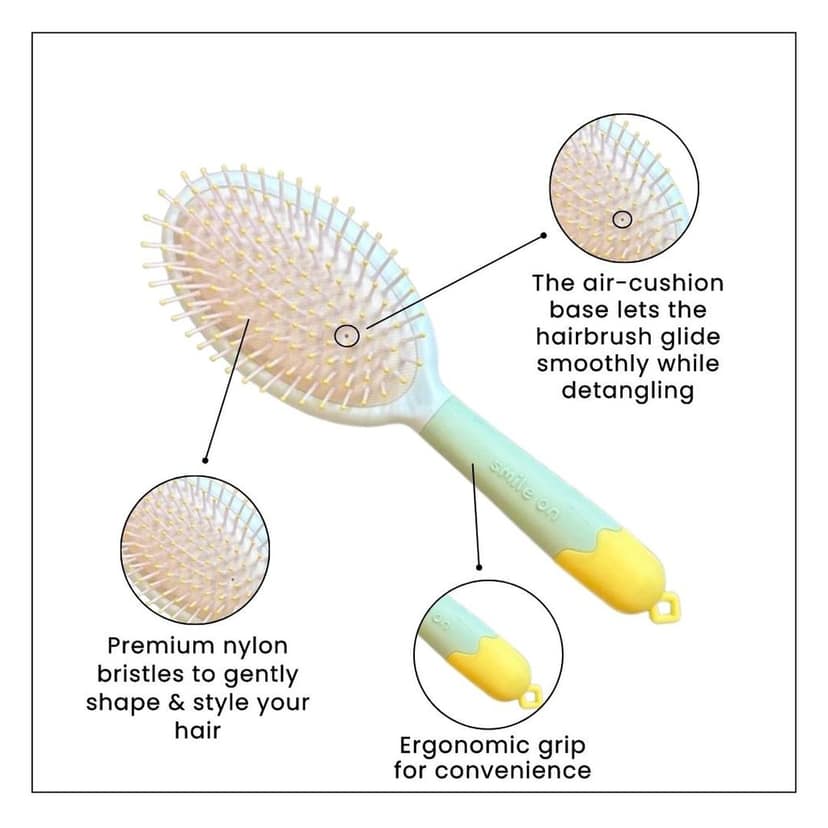 Oval Hair Brush with Strong & Flexible Nylon Bristles having Anti-static Ball Tips, For Grooming, Straightening, Smoothing view 4