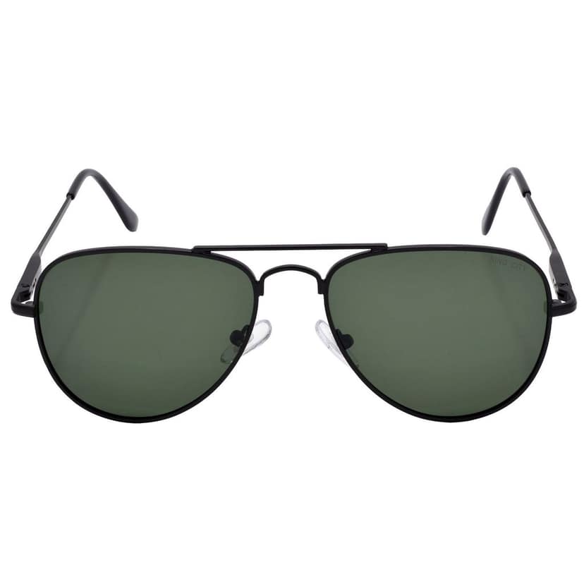 Stylish Pilot Full-Frame Metal Polarized Sunglasses for Men and Women | Green Lens and Black Frame | HRS-KC1013-BK-GRN-P view 3