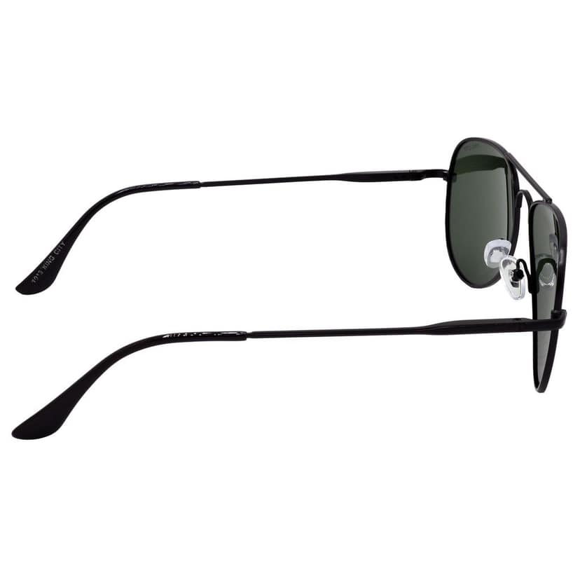 Stylish Pilot Full-Frame Metal Polarized Sunglasses for Men and Women | Green Lens and Black Frame | HRS-KC1013-BK-GRN-P view 4