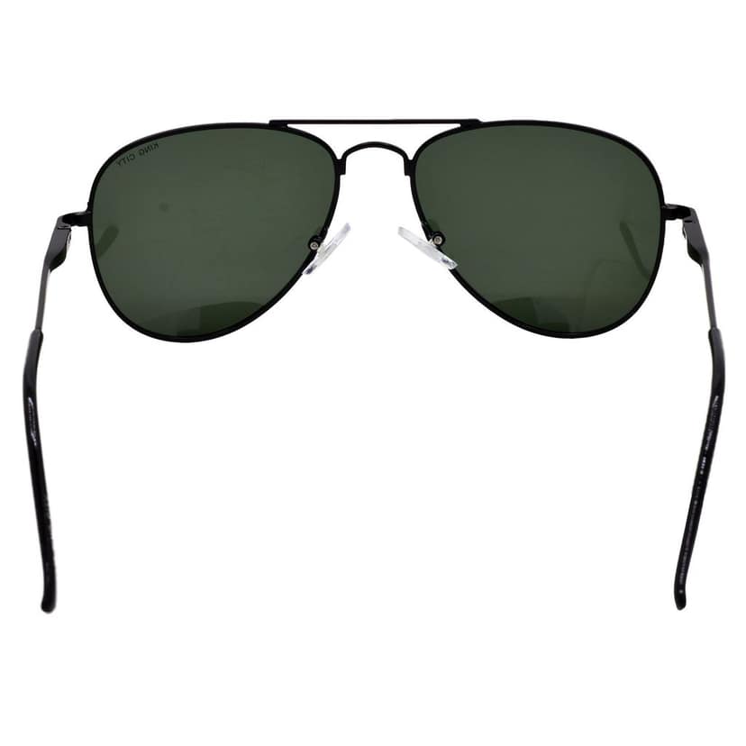 Stylish Pilot Full-Frame Metal Polarized Sunglasses for Men and Women | Green Lens and Black Frame | HRS-KC1013-BK-GRN-P view 6