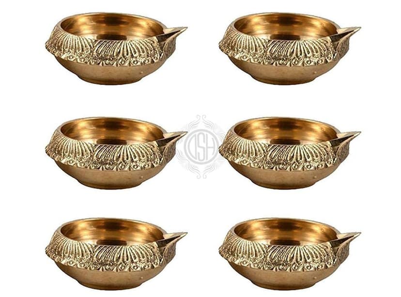 Brass Kuber Diya Oil Lamp for Pooja Room Arti Poojan Temple Home Decorative Item for Diwali Puja and Gift (6-000k)